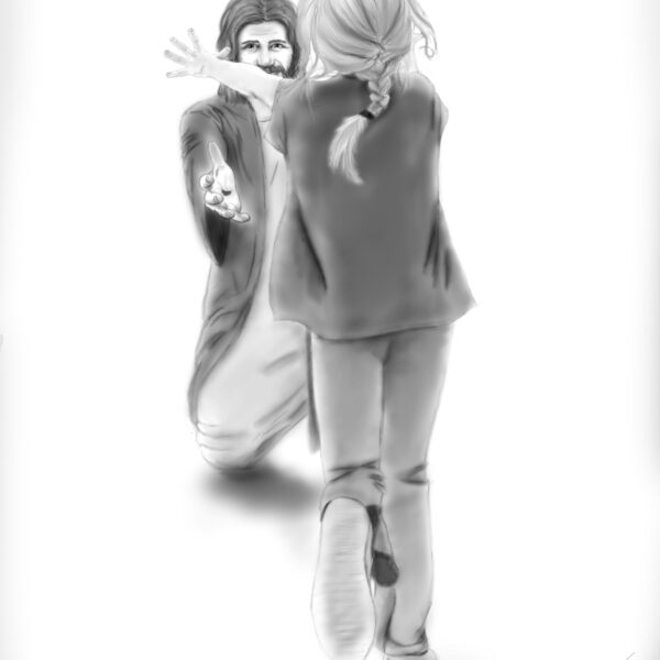 A Child running toward Christ when He comes again.